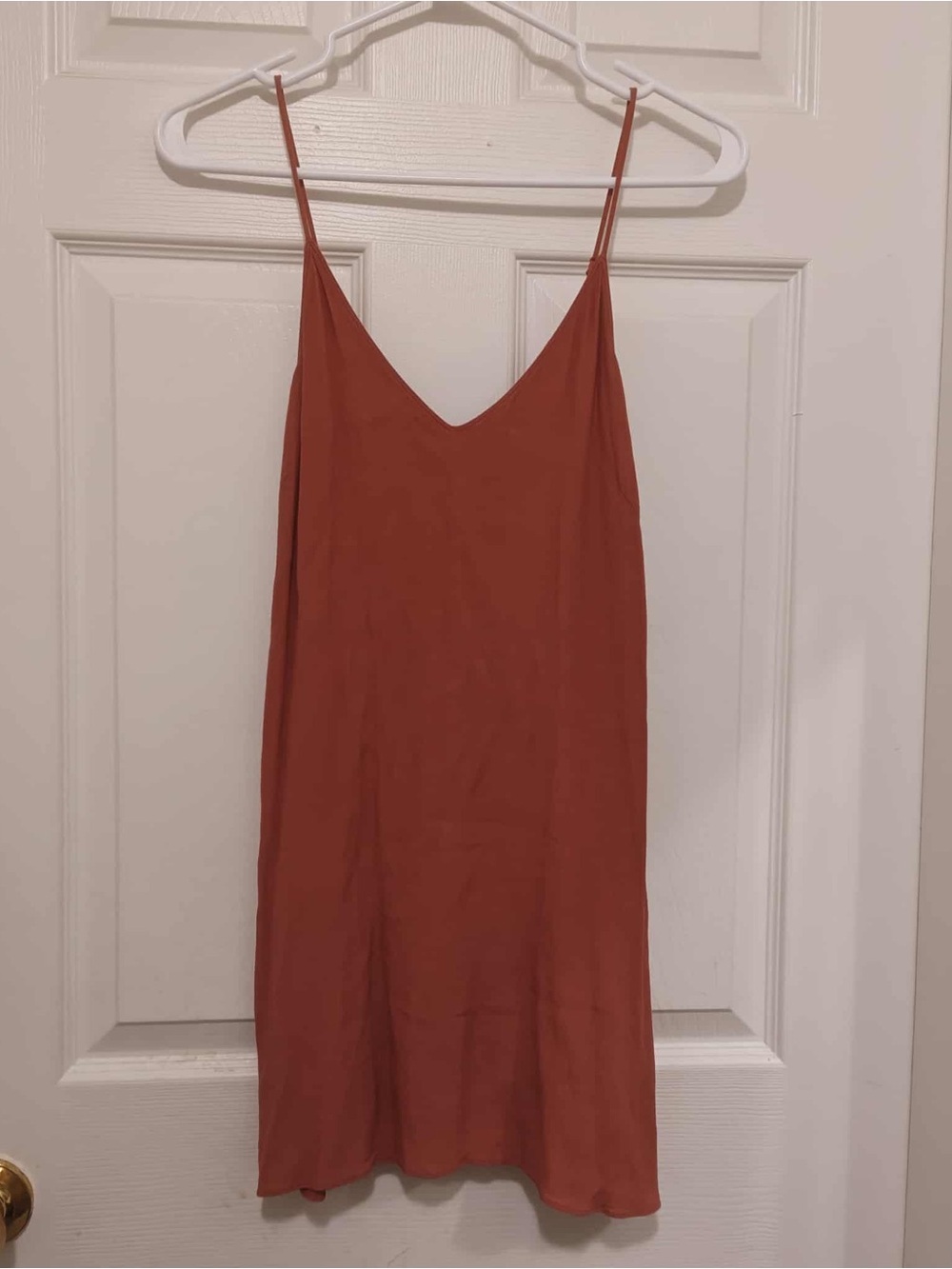 Wilfred rust-colored V-neck slip dress